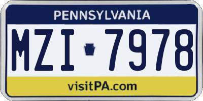 PA license plate MZI7978