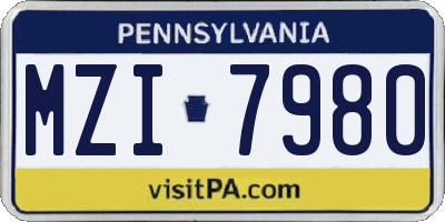 PA license plate MZI7980