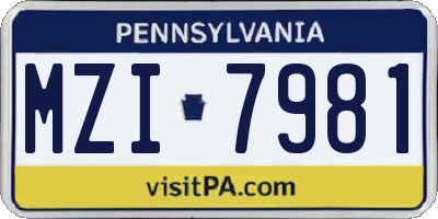 PA license plate MZI7981