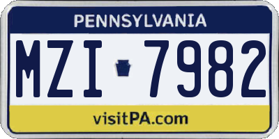 PA license plate MZI7982