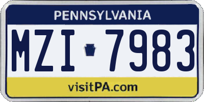 PA license plate MZI7983