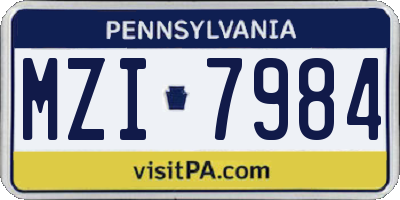 PA license plate MZI7984