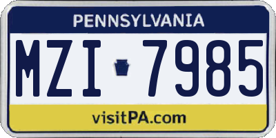 PA license plate MZI7985