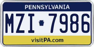 PA license plate MZI7986