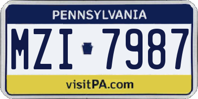PA license plate MZI7987