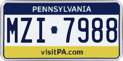 PA license plate MZI7988