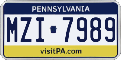 PA license plate MZI7989