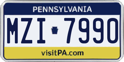 PA license plate MZI7990