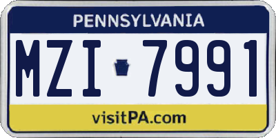 PA license plate MZI7991