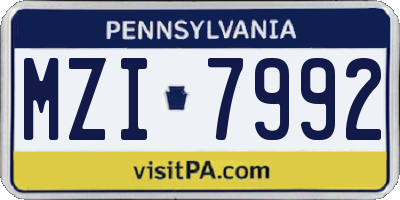 PA license plate MZI7992