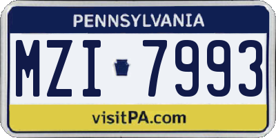 PA license plate MZI7993