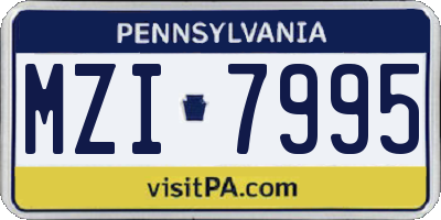 PA license plate MZI7995