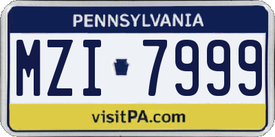PA license plate MZI7999