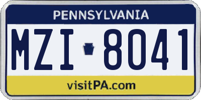 PA license plate MZI8041
