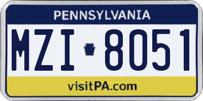 PA license plate MZI8051