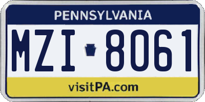 PA license plate MZI8061