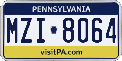 PA license plate MZI8064