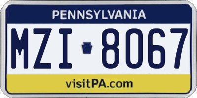 PA license plate MZI8067