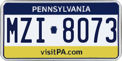 PA license plate MZI8073