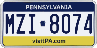 PA license plate MZI8074
