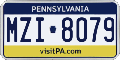 PA license plate MZI8079