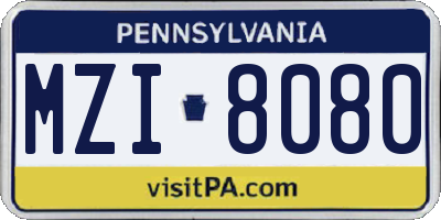 PA license plate MZI8080