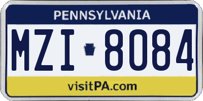 PA license plate MZI8084
