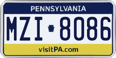 PA license plate MZI8086