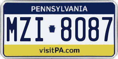 PA license plate MZI8087