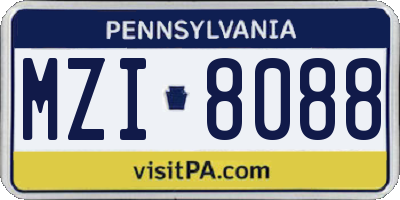 PA license plate MZI8088
