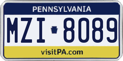 PA license plate MZI8089