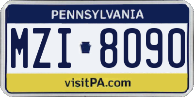 PA license plate MZI8090
