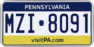 PA license plate MZI8091