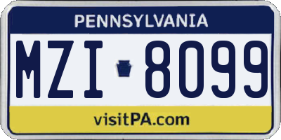 PA license plate MZI8099
