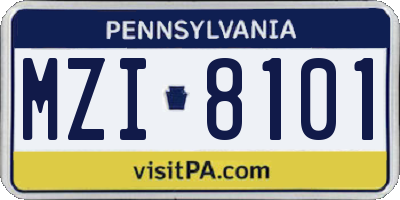 PA license plate MZI8101