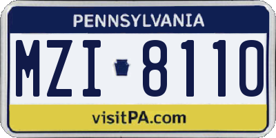 PA license plate MZI8110