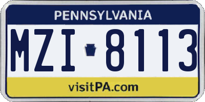 PA license plate MZI8113