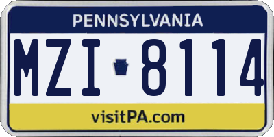 PA license plate MZI8114