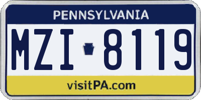 PA license plate MZI8119