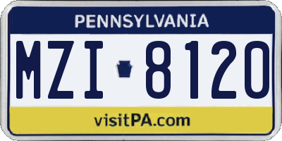 PA license plate MZI8120