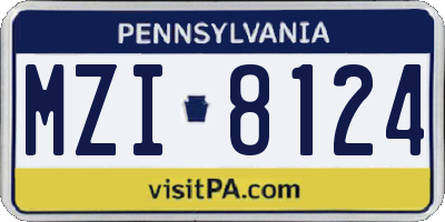 PA license plate MZI8124