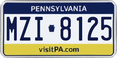 PA license plate MZI8125