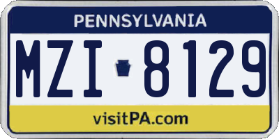PA license plate MZI8129