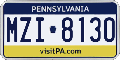 PA license plate MZI8130