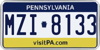 PA license plate MZI8133