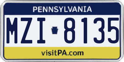 PA license plate MZI8135