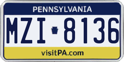 PA license plate MZI8136