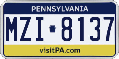 PA license plate MZI8137