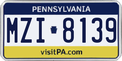 PA license plate MZI8139