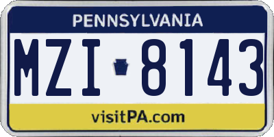 PA license plate MZI8143
